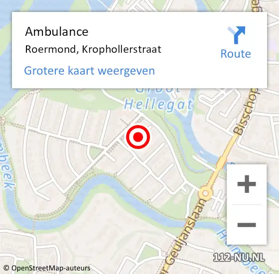 Locatie op kaart van de 112 melding: Ambulance Roermond, Krophollerstraat op 5 september 2018 15:14