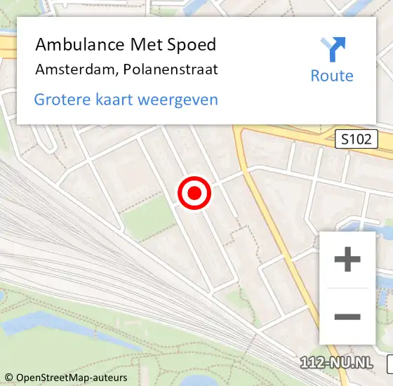 Locatie op kaart van de 112 melding: Ambulance Met Spoed Naar Amsterdam, Polanenstraat op 5 september 2018 15:21