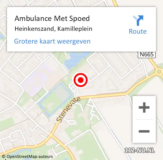 Locatie op kaart van de 112 melding: Ambulance Met Spoed Naar Heinkenszand, Kamilleplein op 5 september 2018 15:22