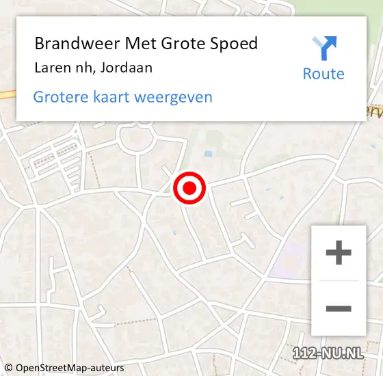 Locatie op kaart van de 112 melding: Brandweer Met Grote Spoed Naar Laren nh, Jordaan op 5 september 2018 15:59