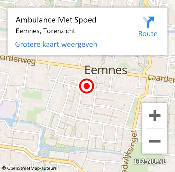 Locatie op kaart van de 112 melding: Ambulance Met Spoed Naar Eemnes, Torenzicht op 5 september 2018 16:06