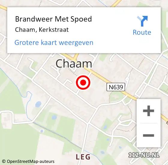 Locatie op kaart van de 112 melding: Brandweer Met Spoed Naar Chaam, Kerkstraat op 5 september 2018 16:38