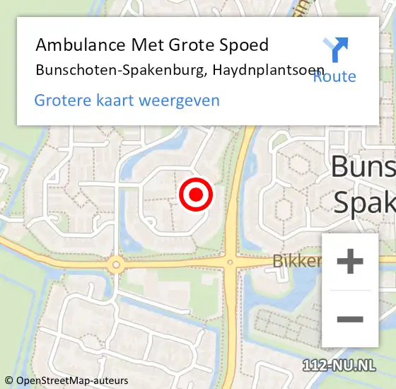 Locatie op kaart van de 112 melding: Ambulance Met Grote Spoed Naar Bunschoten-Spakenburg, Haydnplantsoen op 5 september 2018 17:09