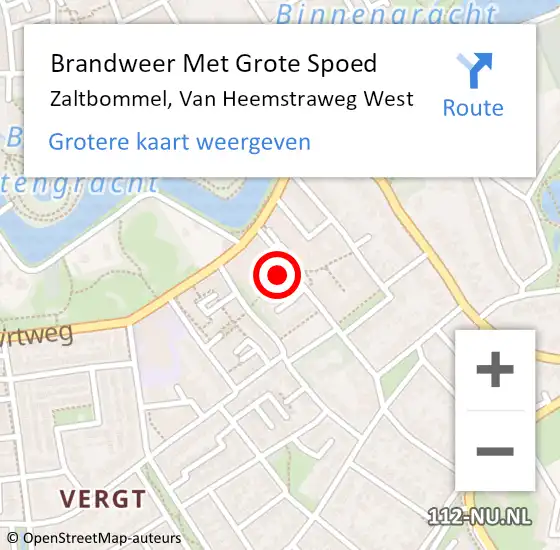 Locatie op kaart van de 112 melding: Brandweer Met Grote Spoed Naar Zaltbommel, Van Heemstraweg West op 5 september 2018 17:12