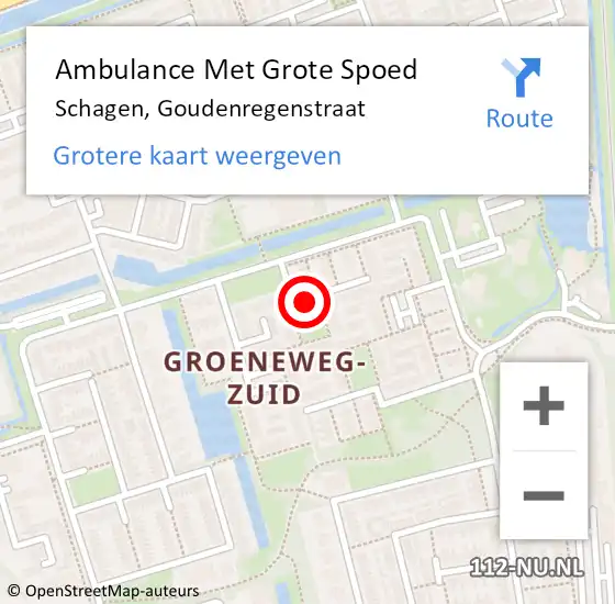 Locatie op kaart van de 112 melding: Ambulance Met Grote Spoed Naar Schagen, Goudenregenstraat op 5 september 2018 17:21