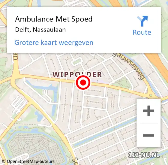 Locatie op kaart van de 112 melding: Ambulance Met Spoed Naar Delft, Nassaulaan op 5 september 2018 17:34