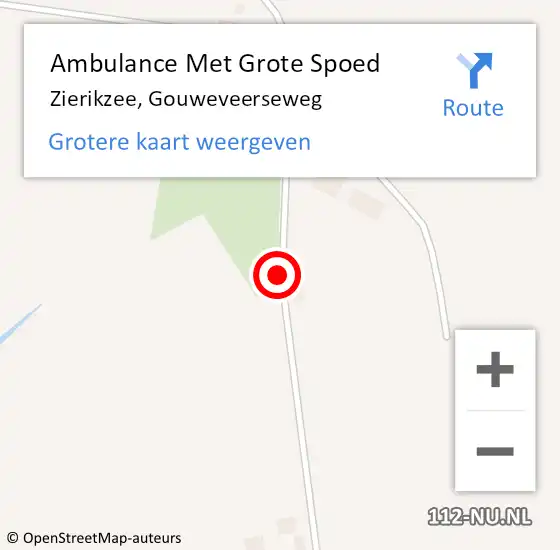 Locatie op kaart van de 112 melding: Ambulance Met Grote Spoed Naar Zierikzee, Gouweveerseweg op 5 september 2018 18:08