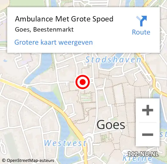 Locatie op kaart van de 112 melding: Ambulance Met Grote Spoed Naar Goes, Beestenmarkt op 5 september 2018 18:25