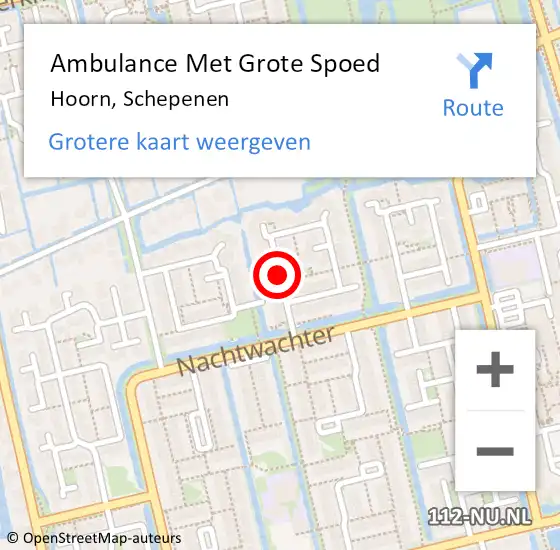 Locatie op kaart van de 112 melding: Ambulance Met Grote Spoed Naar Hoorn, Schepenen op 5 september 2018 18:40