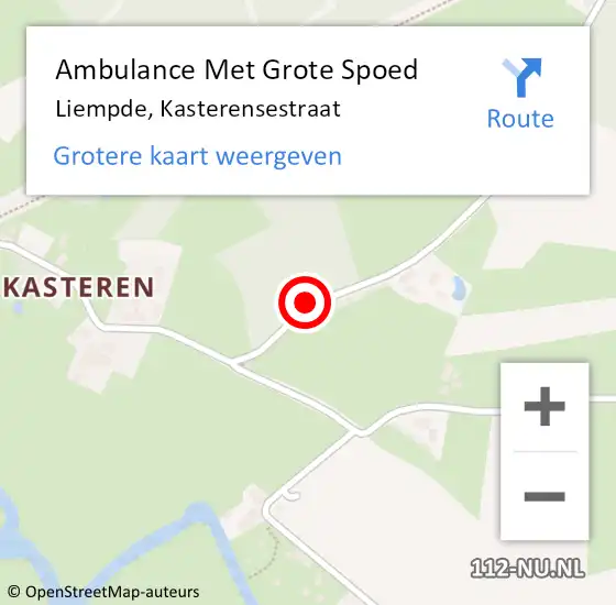 Locatie op kaart van de 112 melding: Ambulance Met Grote Spoed Naar Liempde, Kasterensestraat op 5 september 2018 21:26