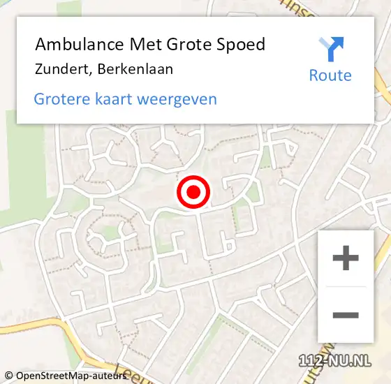 Locatie op kaart van de 112 melding: Ambulance Met Grote Spoed Naar Zundert, Berkenlaan op 5 september 2018 22:13
