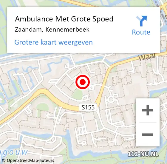 Locatie op kaart van de 112 melding: Ambulance Met Grote Spoed Naar Zaandam, Kennemerbeek op 5 september 2018 22:46