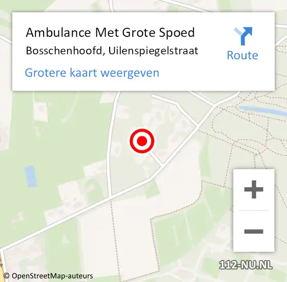 Locatie op kaart van de 112 melding: Ambulance Met Grote Spoed Naar Bosschenhoofd, Uilenspiegelstraat op 5 september 2018 23:46