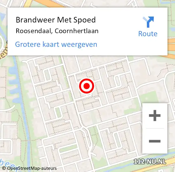 Locatie op kaart van de 112 melding: Brandweer Met Spoed Naar Roosendaal, Coornhertlaan op 5 september 2018 23:53