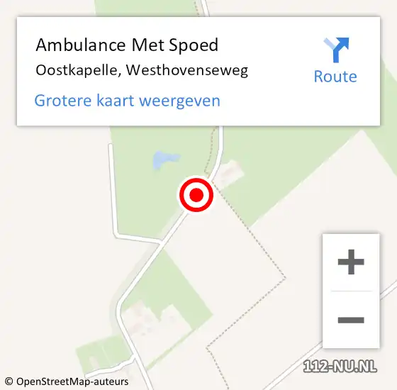 Locatie op kaart van de 112 melding: Ambulance Met Spoed Naar Oostkapelle, Westhovenseweg op 6 september 2018 01:11