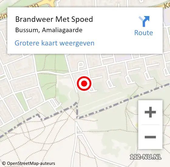 Locatie op kaart van de 112 melding: Brandweer Met Spoed Naar Bussum, Amaliagaarde op 6 september 2018 01:53