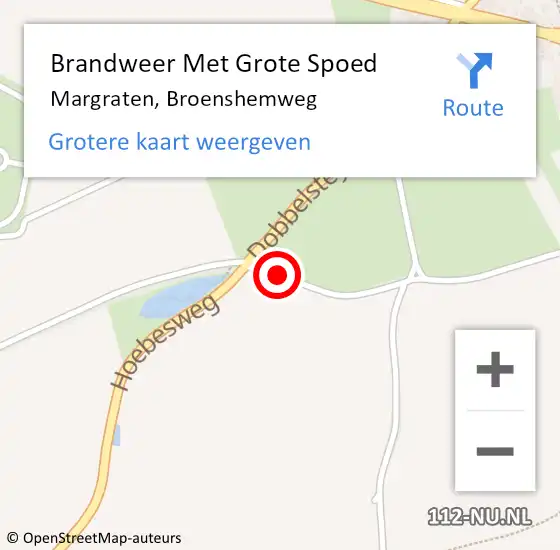 Locatie op kaart van de 112 melding: Brandweer Met Grote Spoed Naar Margraten, Broenshemweg op 6 september 2018 01:53