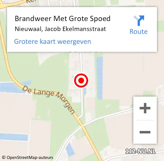 Locatie op kaart van de 112 melding: Brandweer Met Grote Spoed Naar Nieuwaal, Jacob Ekelmansstraat op 6 september 2018 03:38