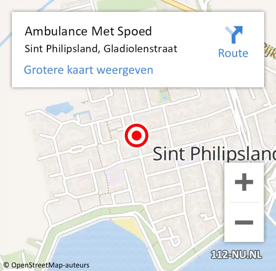 Locatie op kaart van de 112 melding: Ambulance Met Spoed Naar Sint Philipsland, Gladiolenstraat op 6 september 2018 04:25