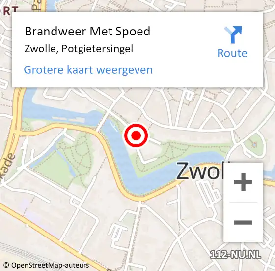 Locatie op kaart van de 112 melding: Brandweer Met Spoed Naar Zwolle, Potgietersingel op 6 september 2018 07:01