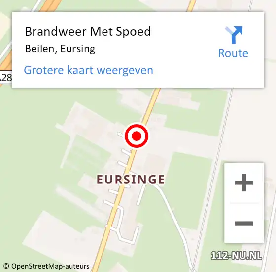Locatie op kaart van de 112 melding: Brandweer Met Spoed Naar Beilen, Eursing op 6 september 2018 07:04