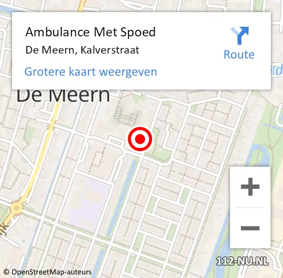 Locatie op kaart van de 112 melding: Ambulance Met Spoed Naar De Meern, Kalverstraat op 6 september 2018 07:37