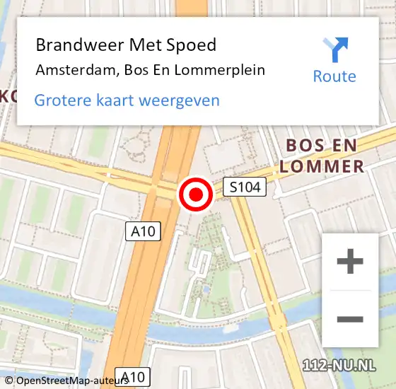Locatie op kaart van de 112 melding: Brandweer Met Spoed Naar Amsterdam, Bos En Lommerplein op 6 september 2018 09:04