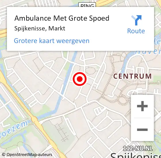 Locatie op kaart van de 112 melding: Ambulance Met Grote Spoed Naar Spijkenisse, Markt op 6 september 2018 09:19