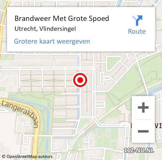 Locatie op kaart van de 112 melding: Brandweer Met Grote Spoed Naar Utrecht, Vlindersingel op 6 september 2018 10:28