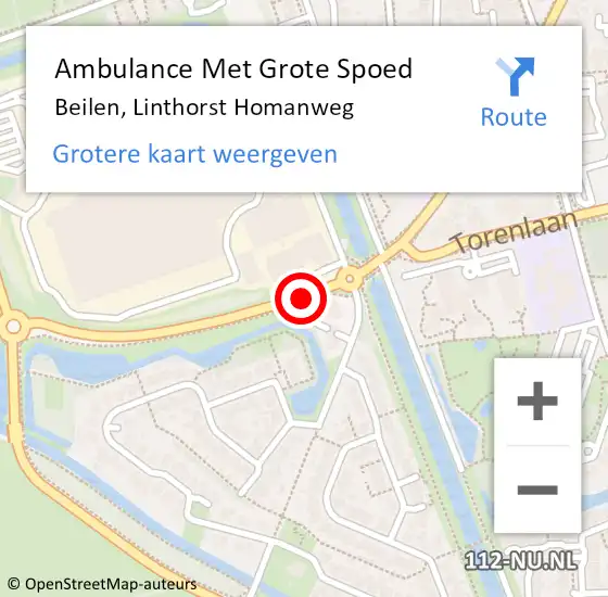 Locatie op kaart van de 112 melding: Ambulance Met Grote Spoed Naar Beilen, Linthorst Homanweg op 6 september 2018 10:42