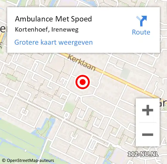 Locatie op kaart van de 112 melding: Ambulance Met Spoed Naar Kortenhoef, Ireneweg op 8 maart 2014 09:47