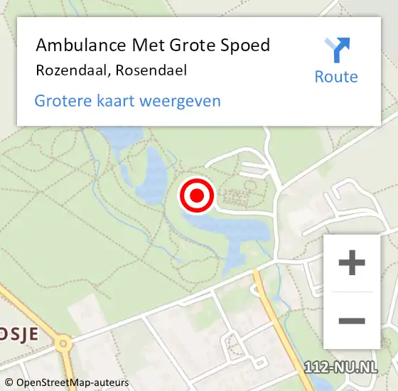 Locatie op kaart van de 112 melding: Ambulance Met Grote Spoed Naar Rozendaal, Rosendael op 6 september 2018 11:31