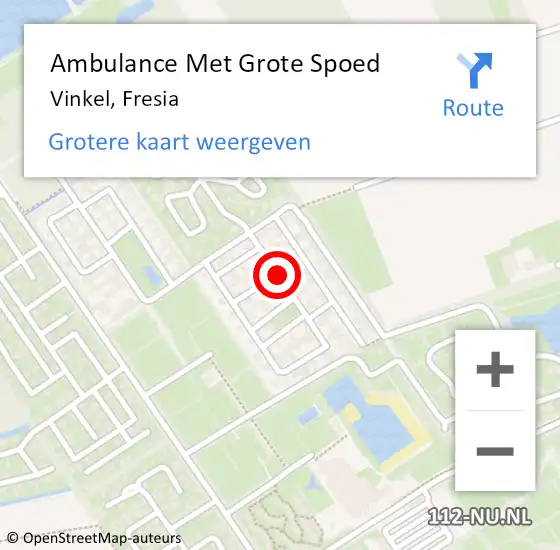 Locatie op kaart van de 112 melding: Ambulance Met Grote Spoed Naar Vinkel, Fresia op 6 september 2018 11:56