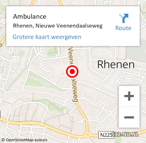 Locatie op kaart van de 112 melding: Ambulance Rhenen, Nieuwe Veenendaalseweg op 6 september 2018 12:31