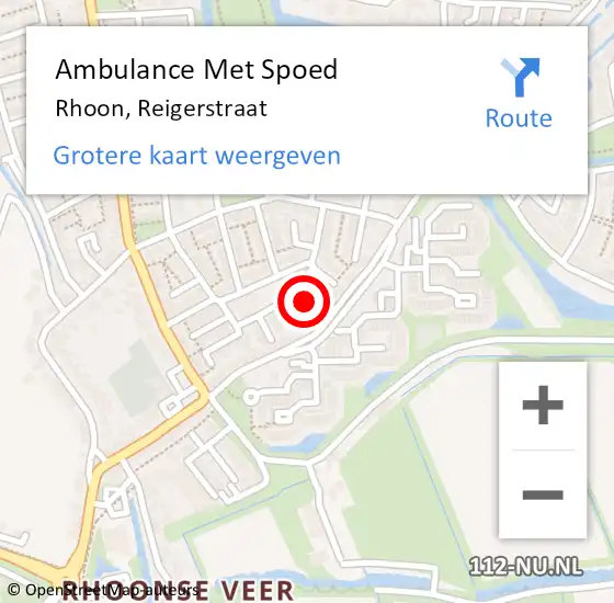 Locatie op kaart van de 112 melding: Ambulance Met Spoed Naar Rhoon, Reigerstraat op 24 september 2013 17:37