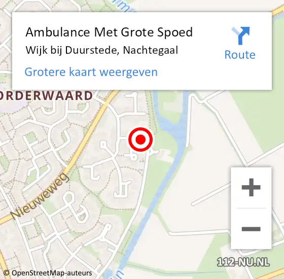 Locatie op kaart van de 112 melding: Ambulance Met Grote Spoed Naar Wijk bij Duurstede, Nachtegaal op 6 september 2018 13:11