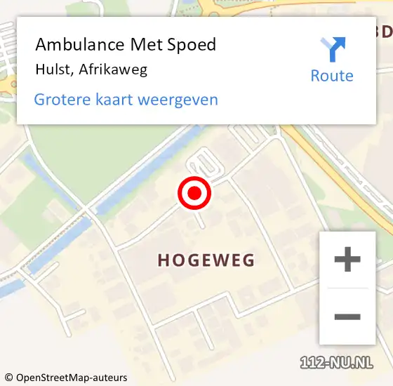 Locatie op kaart van de 112 melding: Ambulance Met Spoed Naar Hulst, Afrikaweg op 6 september 2018 13:27