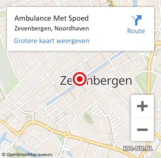 Locatie op kaart van de 112 melding: Ambulance Met Spoed Naar Zevenbergen, Noordhaven op 6 september 2018 14:38