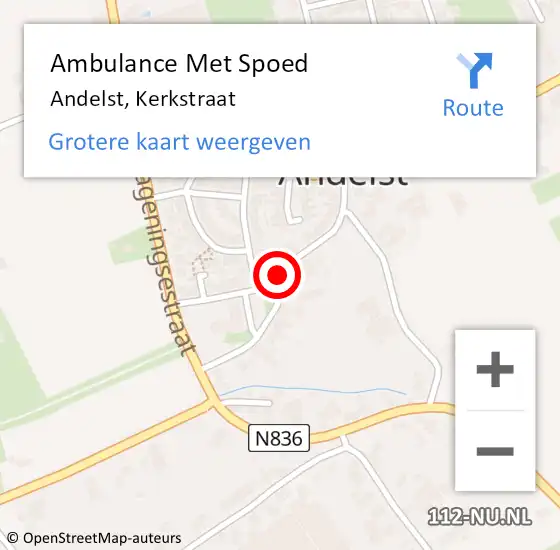 Locatie op kaart van de 112 melding: Ambulance Met Spoed Naar Andelst, Kerkstraat op 6 september 2018 14:54