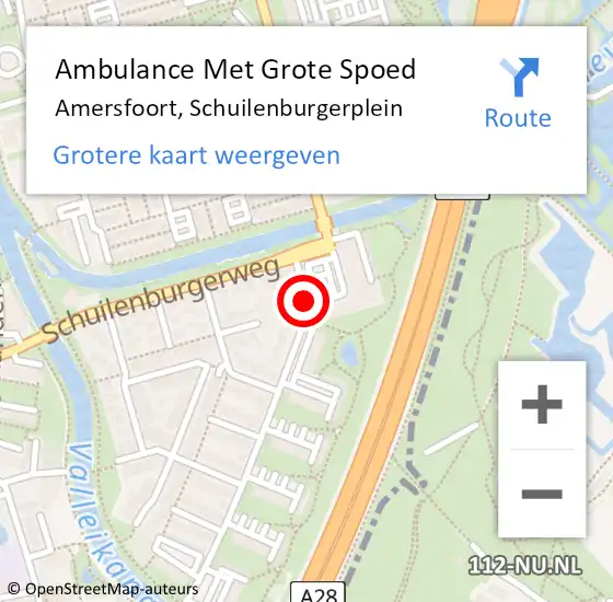 Locatie op kaart van de 112 melding: Ambulance Met Grote Spoed Naar Amersfoort, Schuilenburgerplein op 6 september 2018 15:52