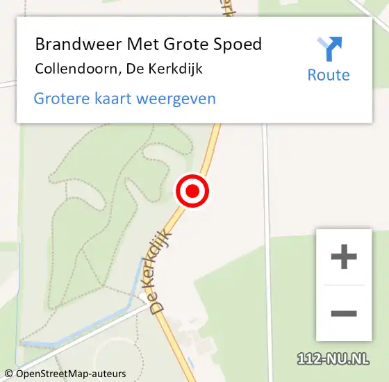Locatie op kaart van de 112 melding: Brandweer Met Grote Spoed Naar Collendoorn, De Kerkdijk op 6 september 2018 15:54