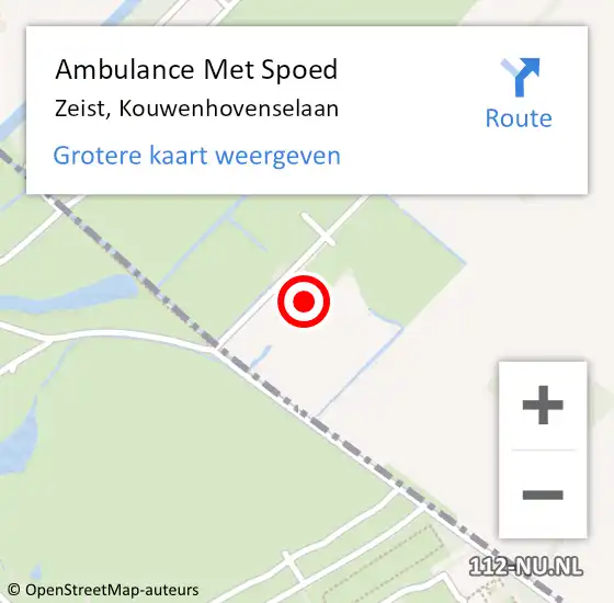 Locatie op kaart van de 112 melding: Ambulance Met Spoed Naar Zeist, Kouwenhovenselaan op 6 september 2018 16:04