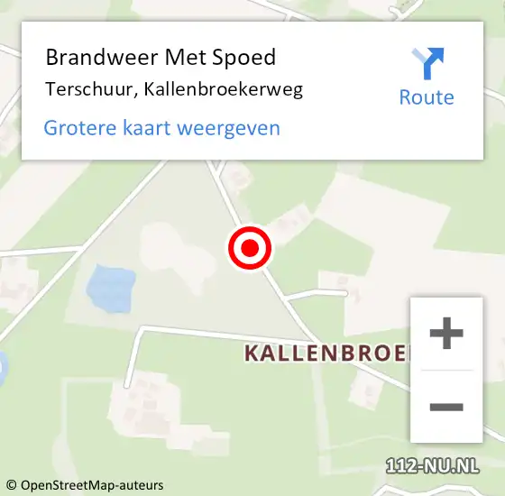 Locatie op kaart van de 112 melding: Brandweer Met Spoed Naar Terschuur, Kallenbroekerweg op 6 september 2018 16:09