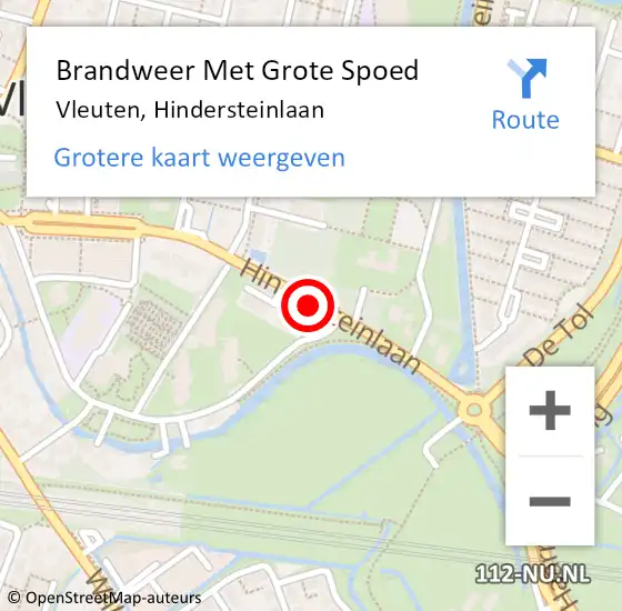 Locatie op kaart van de 112 melding: Brandweer Met Grote Spoed Naar Vleuten, Hindersteinlaan op 6 september 2018 16:18