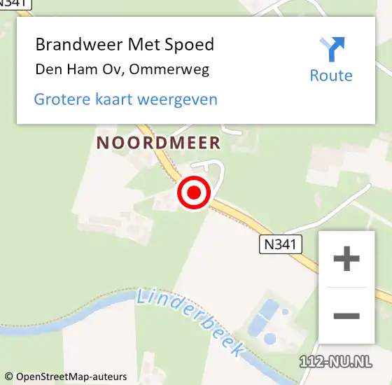 Locatie op kaart van de 112 melding: Brandweer Met Spoed Naar Den Ham Ov, Ommerweg op 6 september 2018 16:34