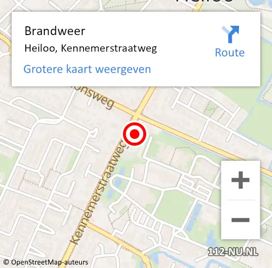 Locatie op kaart van de 112 melding: Brandweer Heiloo, Kennemerstraatweg op 6 september 2018 16:44