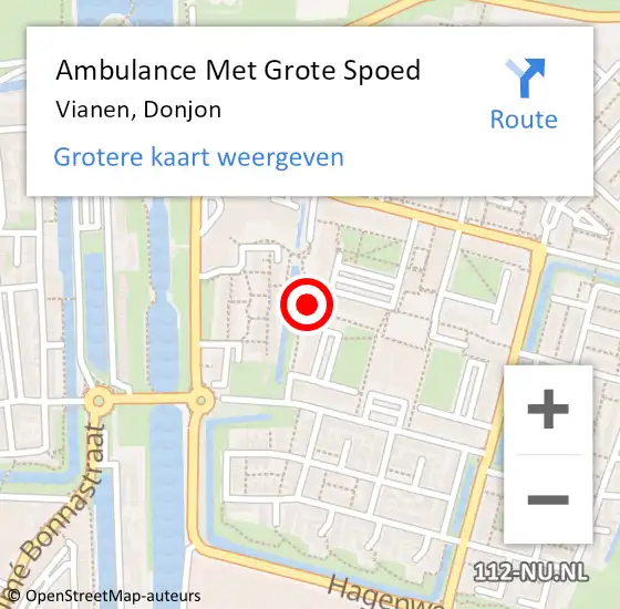 Locatie op kaart van de 112 melding: Ambulance Met Grote Spoed Naar Vianen, Donjon op 6 september 2018 16:51