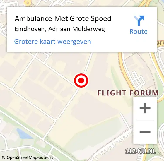 Locatie op kaart van de 112 melding: Ambulance Met Grote Spoed Naar Eindhoven, Adriaan Mulderweg op 6 september 2018 16:51