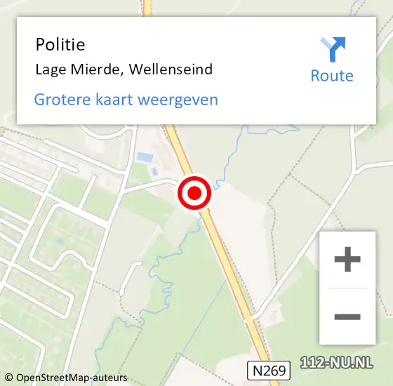Locatie op kaart van de 112 melding: Politie Lage Mierde, Wellenseind op 6 september 2018 17:47