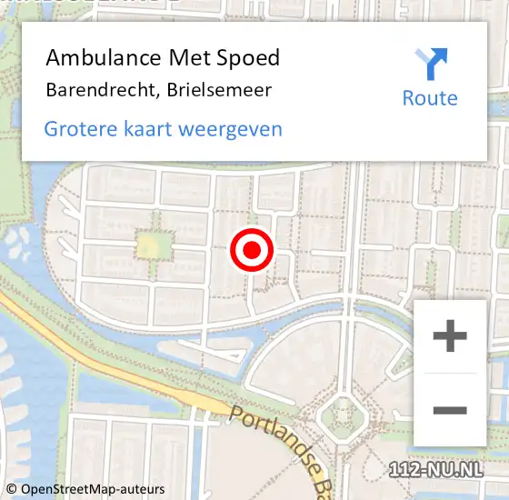 Locatie op kaart van de 112 melding: Ambulance Met Spoed Naar Barendrecht, Brielsemeer op 6 september 2018 18:23